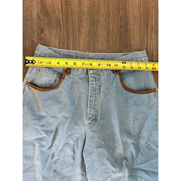 Vintage Topaz 1980s Women’s High Waist Mom Jeans Capris Long Denim Shorts - Picture 5 of 9